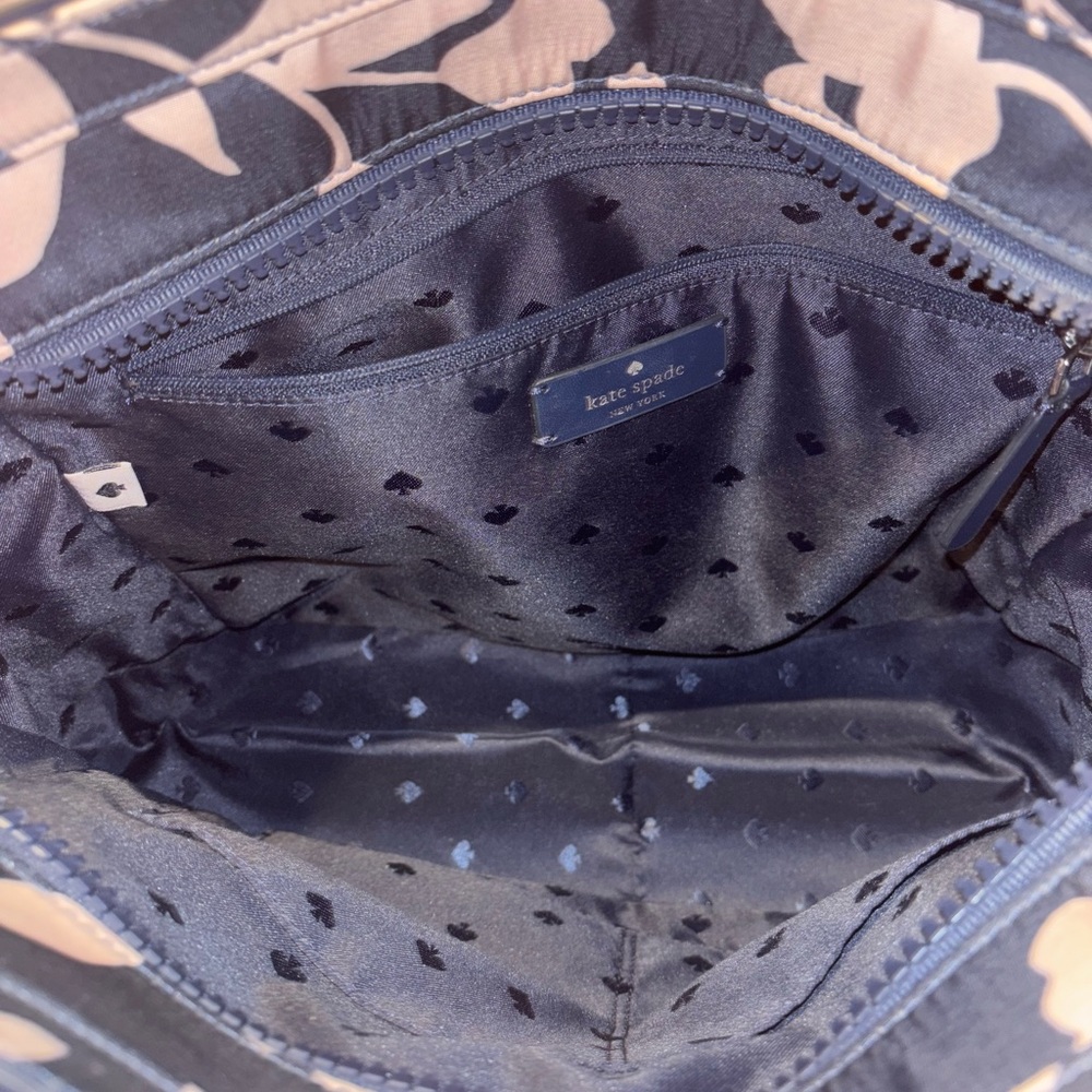 Kate Spade EUC Fabric Navy Tote with Pink Flowers - Picture 6 of 8